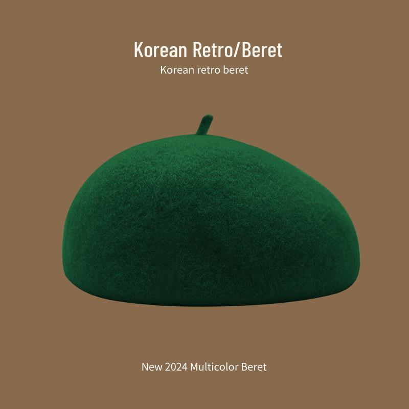 Korean Style Women's Wool Knit Beret – Warm Retro Octagonal Hat
