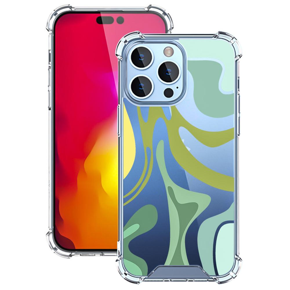 For iPhone 16 Pro Case Colorful Wave Pattern Printing Soft TPU+PC Phone Cover