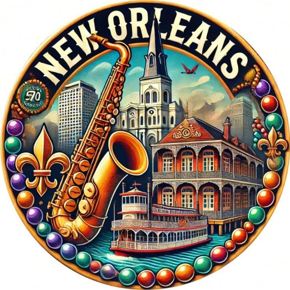 Vintage Metal Tin Sign New Orleans Wall Art Rustic Decor