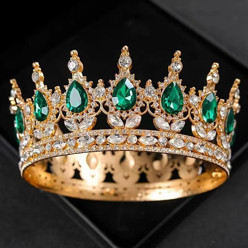 Velká koruna Nevěsta Svatba Pokrývka hlavy Barevná kulatá pokrývka hlavy Ozdoby na dort k narozeninám Královna Elegantní