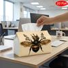 2D Flat, 1pc Tissue Box, Printed On Both Sides, Tissue Holder Featuring a Vintage Bee Image On an Decorative Storage Box, Perfect for Holiday Home Dec