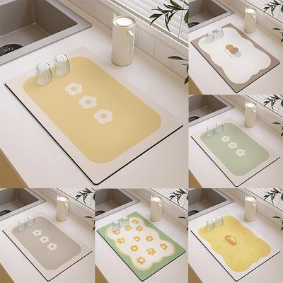 Small Fresh Kitchen Countertop Mat Dirt Resistant Heat-resistant Heat-insulating Pad Water Absorbing Quick Drying Anti Slip Pad