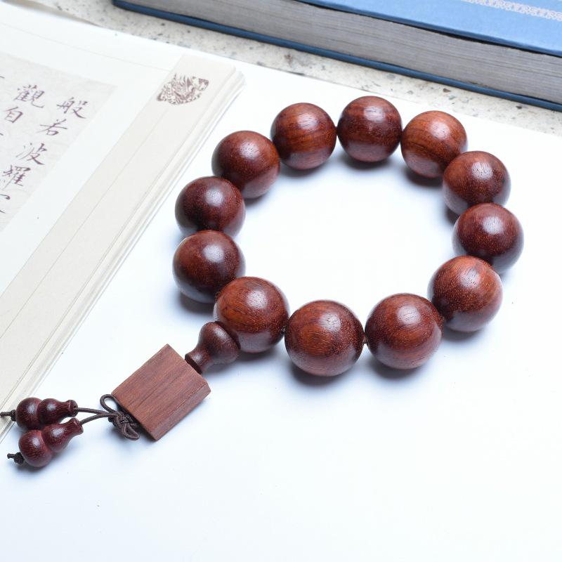 Venus Old Material Small-Leaf Red Sandalwood Prayer Beads Chain - High Oil Density, Unisex, New Chinese Style Decoration Gift