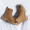 Fashion Leather Mens Ankle Boots High Top Shoes for Men Thick Bottom Male Motorcycle Footwear Stylish British Style Casual Shoes