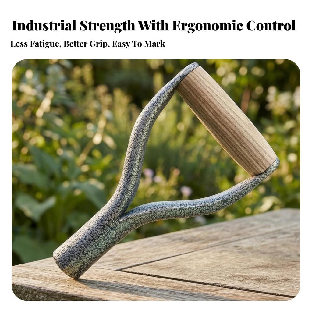 Y-Grip Tool Handle with Wooden Grip Two-Handed for Outdoor Work, Landscapers