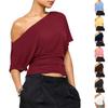 Damenmode Neues Sommer Off-Shoulder Lockeres Kurzarm T-Shirt Top