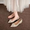 Sequined Flat-soled Heightening Wedding Shoes 2025 Xiuhe Main Wedding Dress Two Wear Crystal Bridal Shoes with Dress French Bridesmaid Shoes
