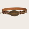 Retro Leopard Print Waist Belt for Lady Girls Fashion PU Leather Waist Band Vintage Waist Ornament Decorative Girdle