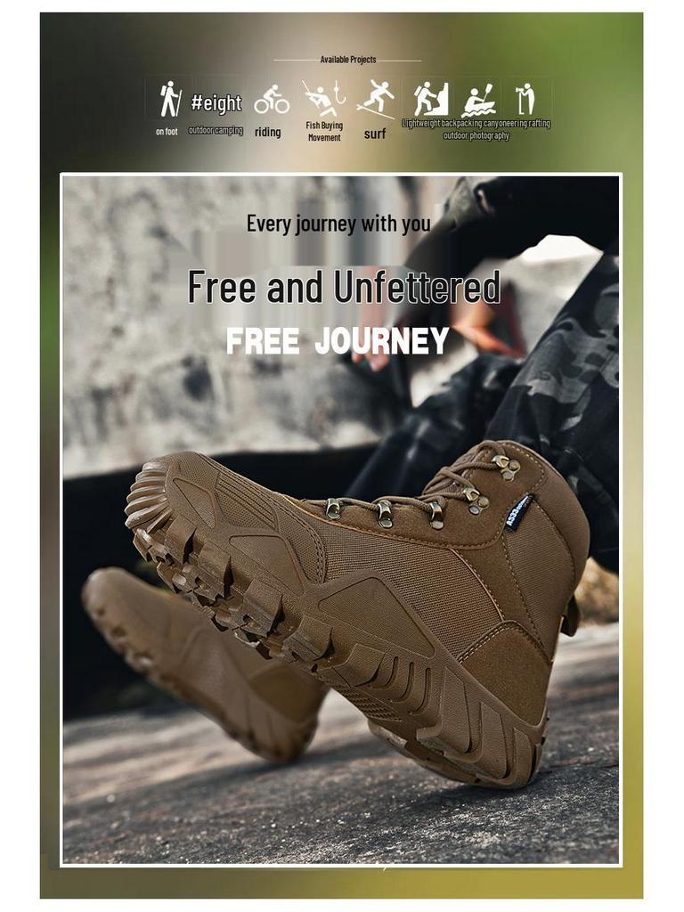 Men's Large Size Anti-slip Outdoor Hiking Combat Boots - Casual Lace-up Thick-soled Military Boots