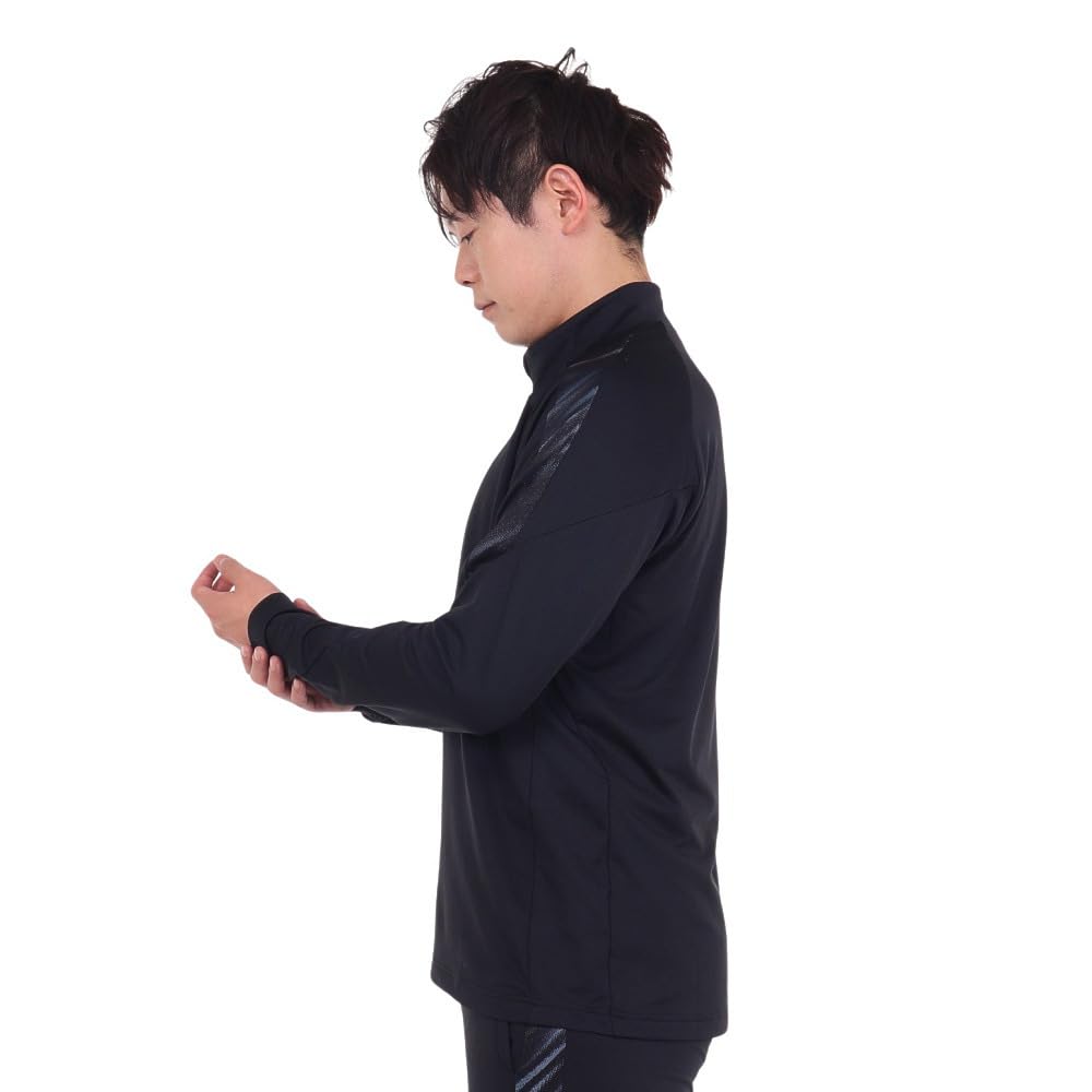 Mizuno Football Wear Stretch Fleece Easy To Move XL Half-Zip Shirt, Moisture-Wicking, Quick-Drying, In, Black, (P2MCA516)