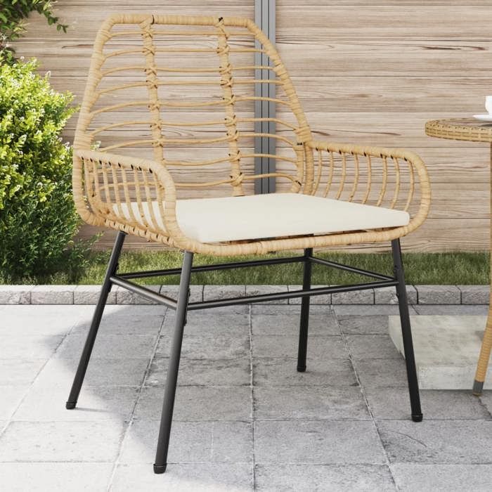 VidaXL Chaises de jardin lot de 2 et coussins marron rotin, siège de jardin, siège d'extérieur, chaise d'extérieur, siège de 369094