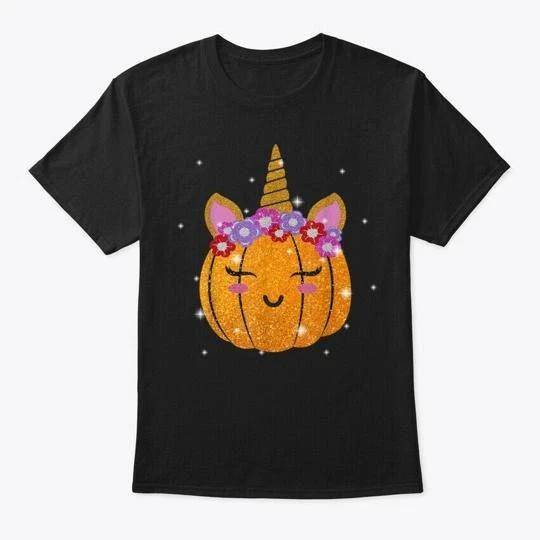 

Cute Unicorn Pumpkin Funny Thanksgiving T shirt Made in the USA Size S to 5XL M