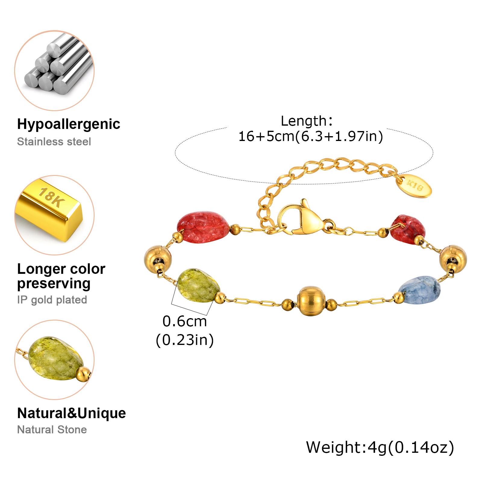 

Lariat Y-drop Long Necklace for Women, Multipcolor Nature Stone Pendant, Stainless Steel Chain Adjustable Jewelry