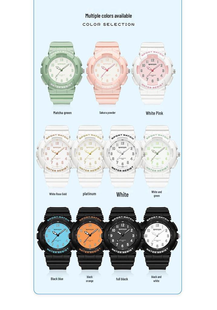 Sanda Cross-border Watches for Men, Women, and Teens - Fresh Style, Sporty Waterproof Electronic Quartz Watches, Fashionable for Students