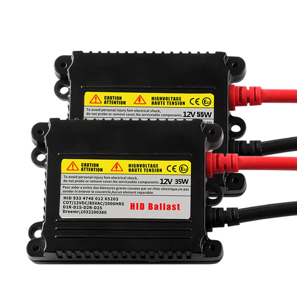 2Pcs Slim HID Ballast 55W Direct Direct Current 12V HID Xenon Ballast Replacement For H1 H3 H7 H8 H11 9005 9006 Xenon Bulbs