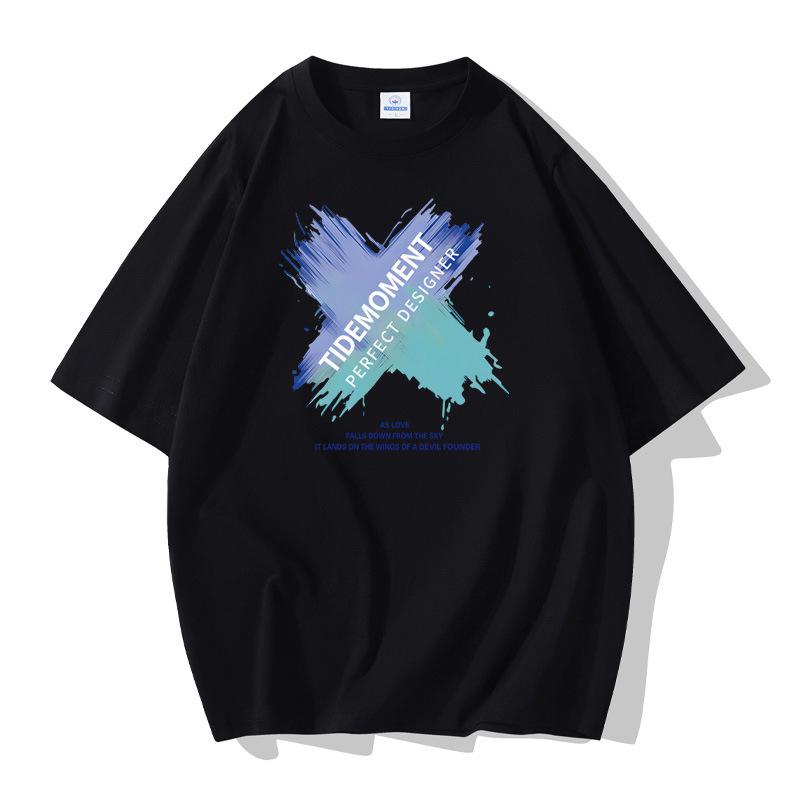 Summer Fashion Mens Short Sleeves Loose Tee 100% Cotton T-shirt Large Size