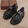 Johnature Vintage Thick Soled Shoes Round Toe Genuine Leather Versatile Four Seasons Women's Shoes