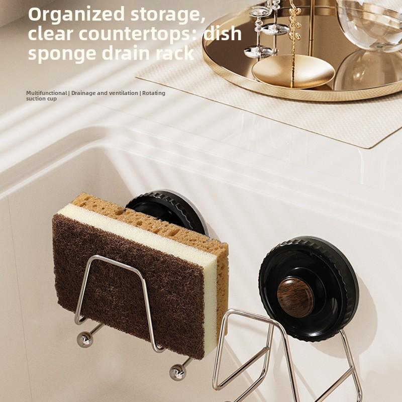 Suction Cup, Dishwashing Sponge, Draining Rack, Sink Cover, Steel Wool Ball Storage, Wall-mounted Rack, Non-drilling Hook