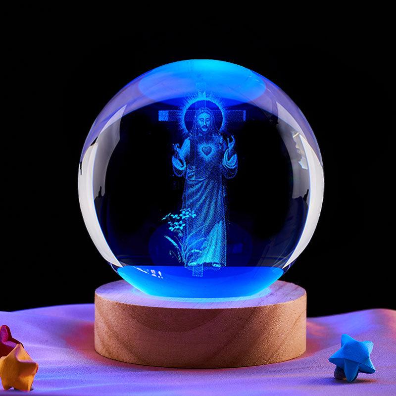 Bluetooth Colorful Night Light with Girlfriend Figure Display - Crystal Ball Holiday Gift
