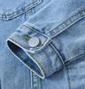 ZIMOXUAN Stylish Loose Fit Blue Denim Jacket for Women, Casual Long Sleeves and Retro Design