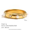 MamacitaSlay 316L Stainless Steel Pearl Zircon Star Stackable Ring 18K Gold Plated Waterproof Jewelry For Women Vintage Ring