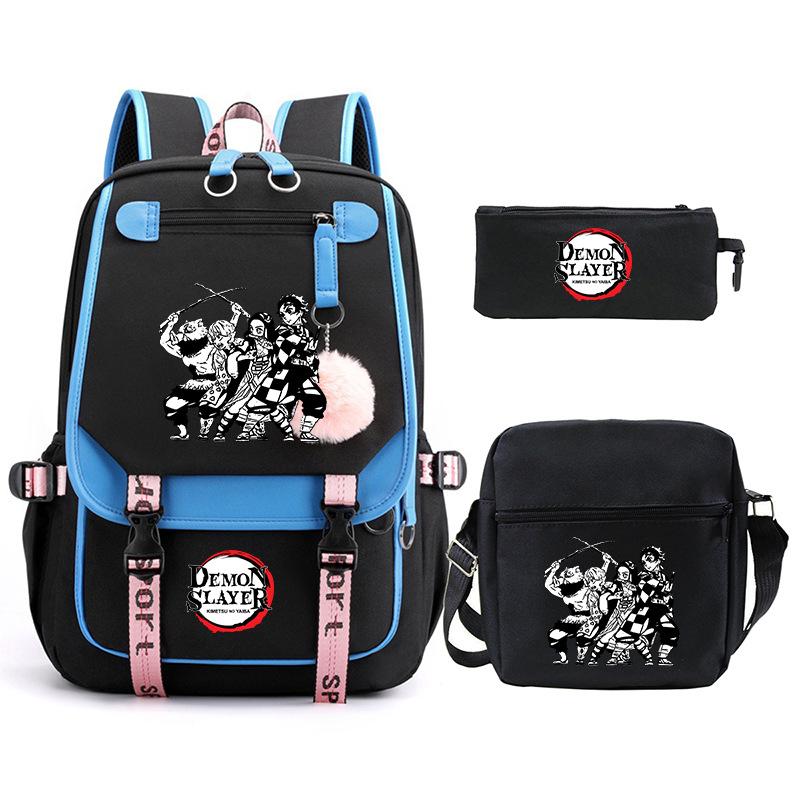 Riman peripheral printing fashion backpack cross-border campus primary and secondary school students schoolbag shoulder bag pencil bag three-piece set