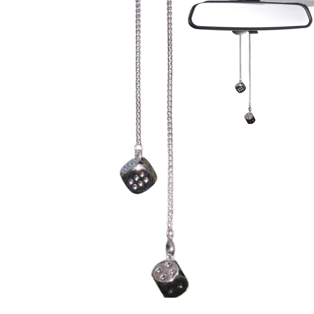 Dice Car Hang Ornaments, Dice Car Rearview Mirror Pendant, Metal Dice Shaped Pendant, Dice