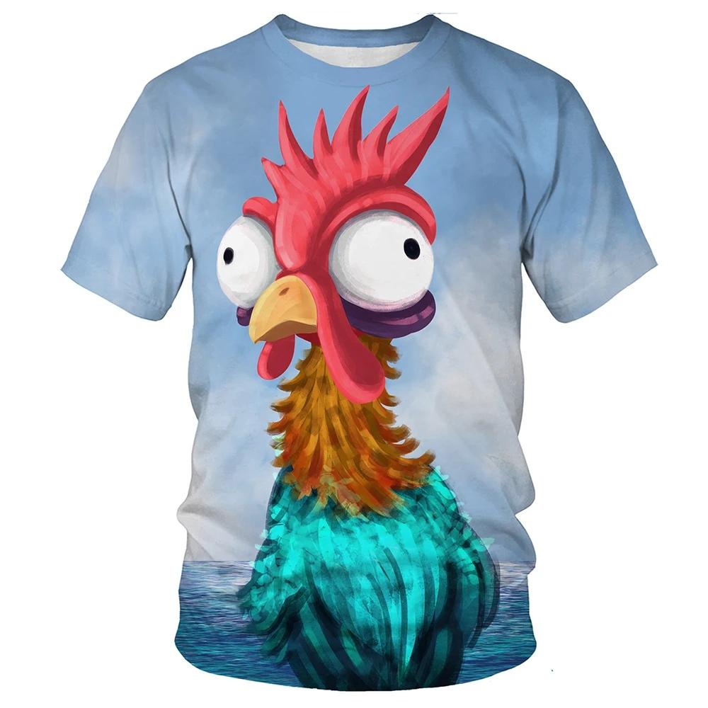 Summer Men's New Cute Chick Pattern T-Shirt, Fashionable Casual Fun Streetwear, Breathable Plus-Size Crew Neck Top