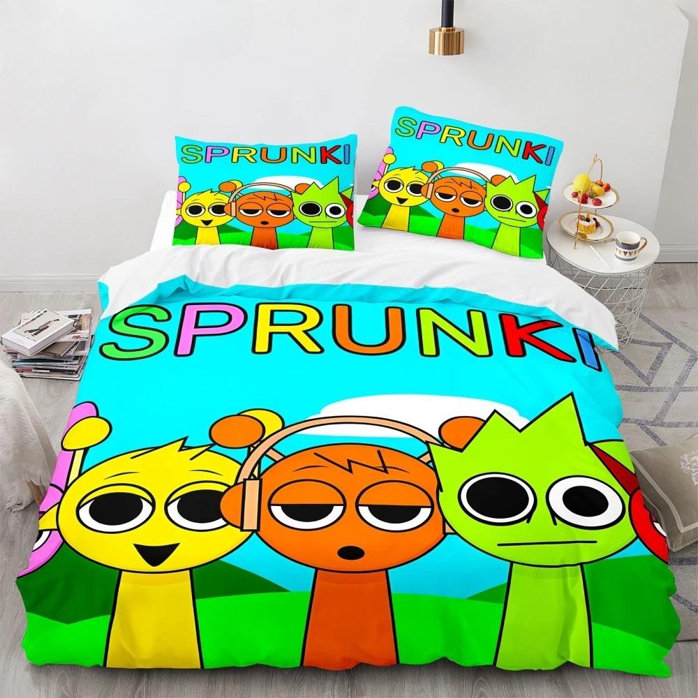 Music Game Sprunki 3D Print Cartoon Bedding Set Soft Comforter Cover Pillowcase Duvet Cover Set Bedclothes for Kids Adults Gift