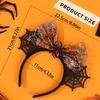 Eye Catching Halloween Costume Headband with Spiders Ears and Bows Adjustable Headwear Cosplay Hair Decoration