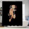 Japanese Cat Scooter Anime Shower Curtain Unique Cool Funky Washroom Decor Home Decor Gift for Cat Lovers