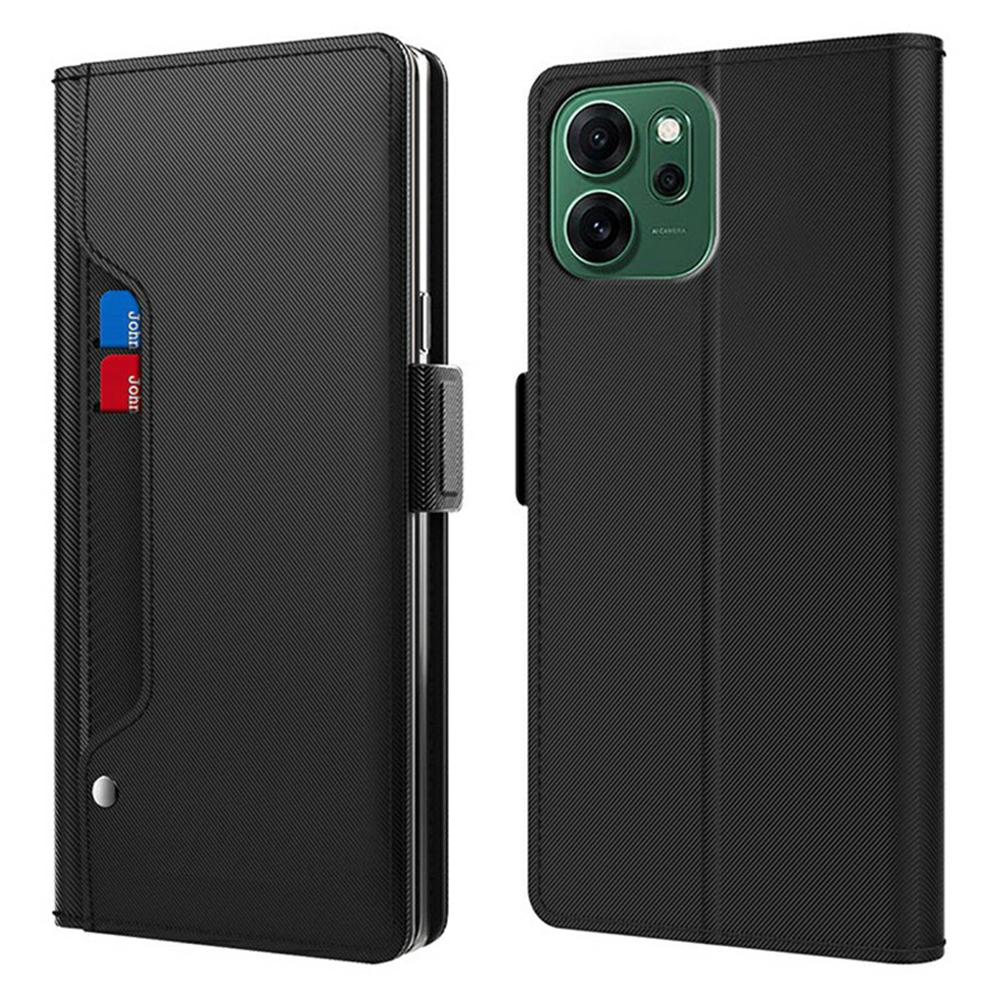 For Oppo Reno14 F 5G Case Stand PU Leather Phone Cover Card Holder Mirror