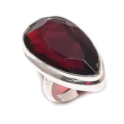 Anello in Argento Sterling 925 Fatto a Mano con Pietra di Granato Naturale Misura 2 l0M89