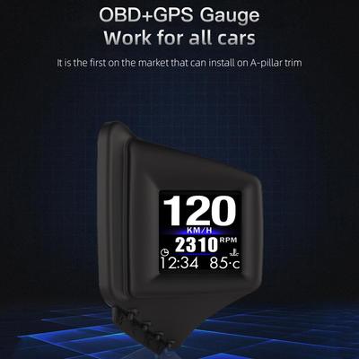 OBD GPS Dual System Head-up Display Display 12VCar Digital Hud GPS Speedometer 2 Inch LCD Overspeed Alarm Car Speed Projector