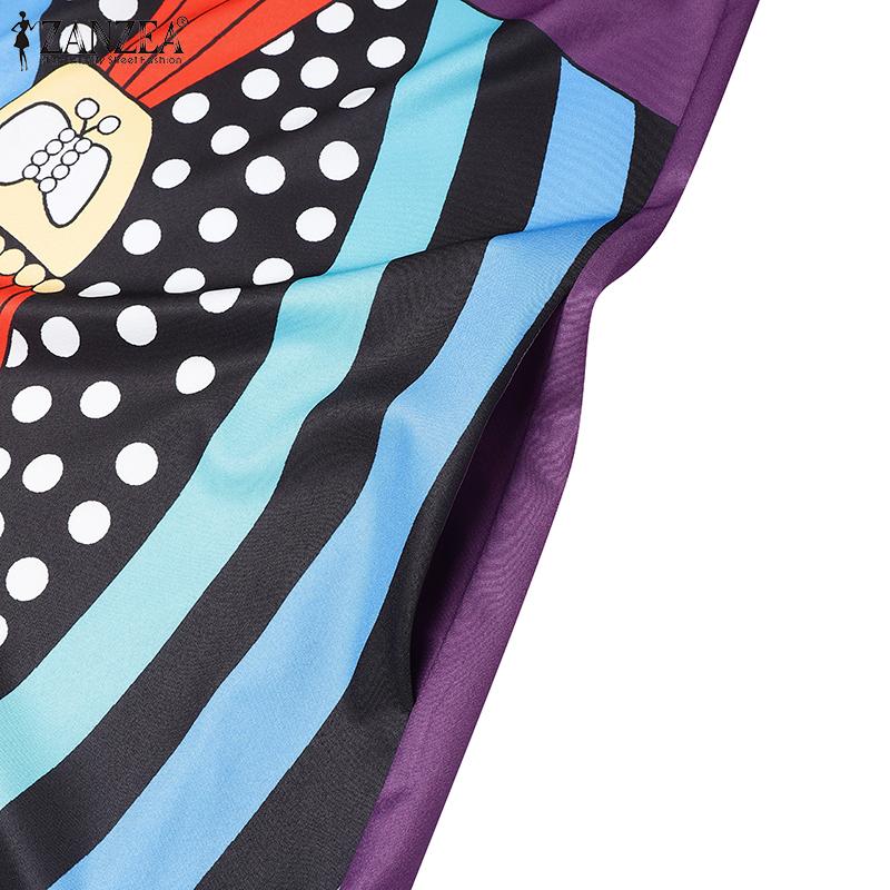 ZANZEA Women Printing Casual Round Neck Sleeveless Summer Dress