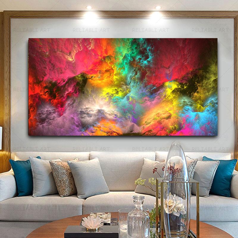 Abstract Cololful Cloud Posters Wall Art Canvas Painting Color Texture Landscape Pictures for Living Room Home Decor Cuadros
