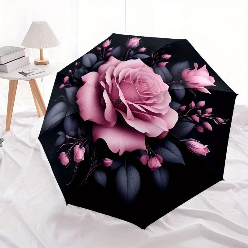 1pc Pink Rose Bouquet Umbrella with Plastic Handle,Suitable for All Seasons Home Travel Outdoor UmbrellaB1659