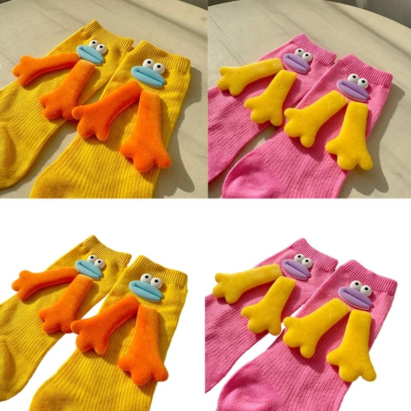1 Pair Cotton Crew Dress Socks Simple Ankle Socks Trendy Bootie Socks Cartoon Doll Calf Socks for Womens Streetwear