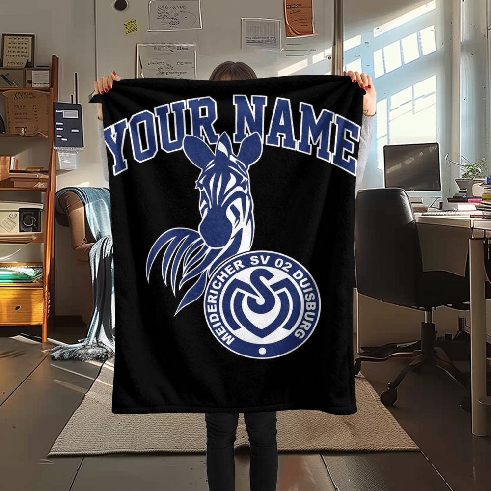 1pz Coperta in Flanella Personalizzata con Nome e Motivo MSV Duisburg Adatta a Tutte le Stagioni per Arredamento Casa Calore e Comfort Regali Regalo Festivo_lx
