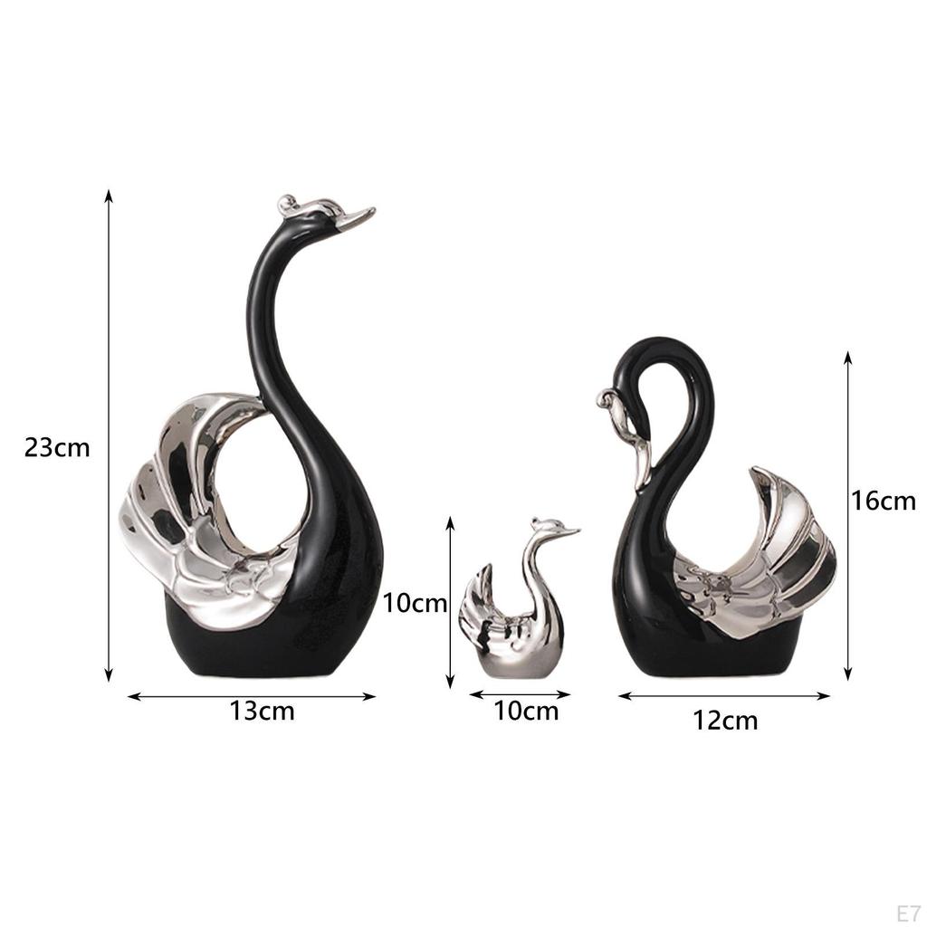 3 kusy Swan Family Socha Elegantní Desktop Dekorace Umění a řemesla zvířat