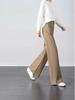 Women's High-Waisted Khaki Wide-Leg Suit Pants for Spring/Summer 2026 - Straight, Thin, and Draped