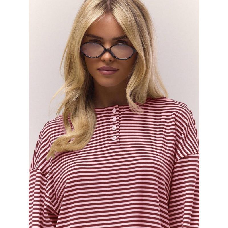Women S Striped Loose Long Sleeve T Shirt Casual Fashion Top