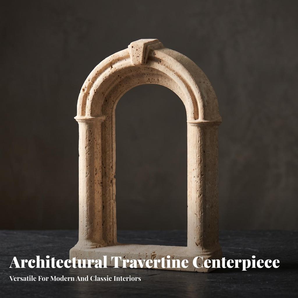 Carved Marble Sculpture Matte Architectural Elegant for Shelf, Console