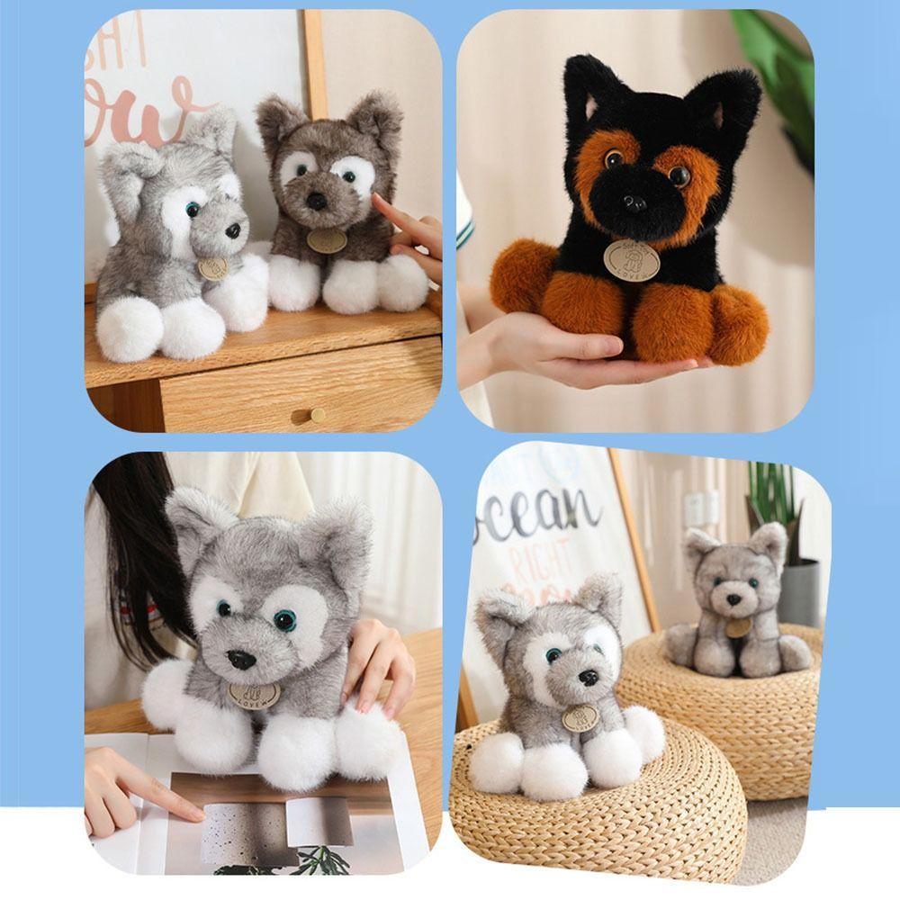 Fluffy Sitting Little Wolf Dog Plush Toys Soft Lovely Companion Pets  Children Birthday Gift
