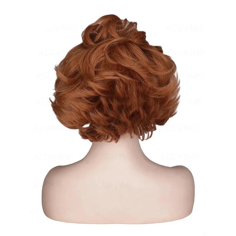 Curly Bald Wig for Old Men Ginger Brown Pennywise It Halloween Cosplay Wigs Fluffy Costume Anime Wig Male