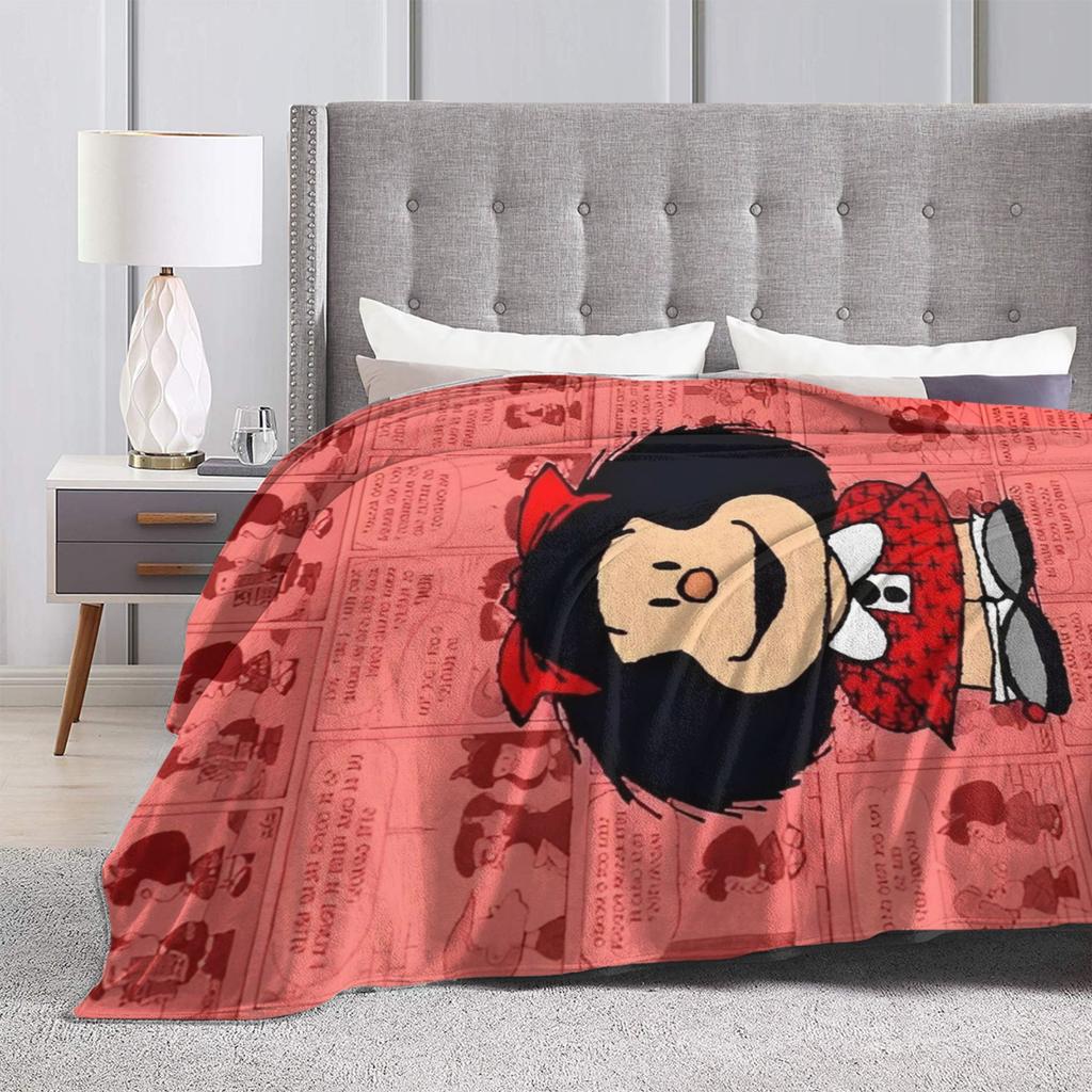 M-Mafaldas Cartoon Blankets Flannel Decoration Portable Lightweight Throw Blanket for Bedding Couch Quilt