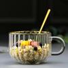 Tasse à Citrouille en Verre avec Bord Doré, Poignée et Cuillère en Verre Borosilicaté - Résistante aux Hautes Températures, Tasse à Petit-Déjeuner ou à Lait