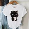Cute Cat Fun Printed Cotton Short Sleeved T-shirt Summer Sports Leisure Loose Women's Top T-Shirts Women’s
