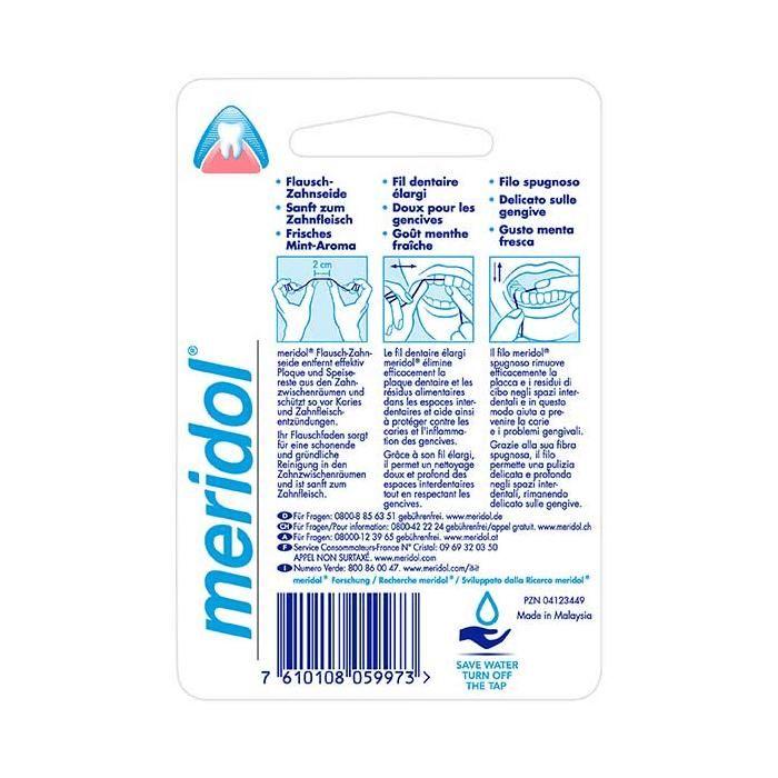 Fil Dentaire Élargi - Meridol - 40m - Ciré - Protection Gencives - Nettoyage Doux