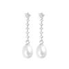 S925 Sterling Silver Pearl Earrings with Rhinestones - Elegant Hong Kong Style Luxury Earring Drops